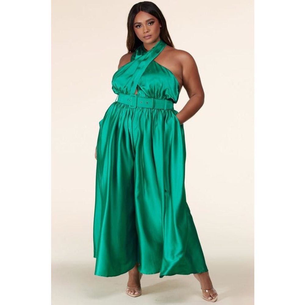 Green Halter Jumpsuit